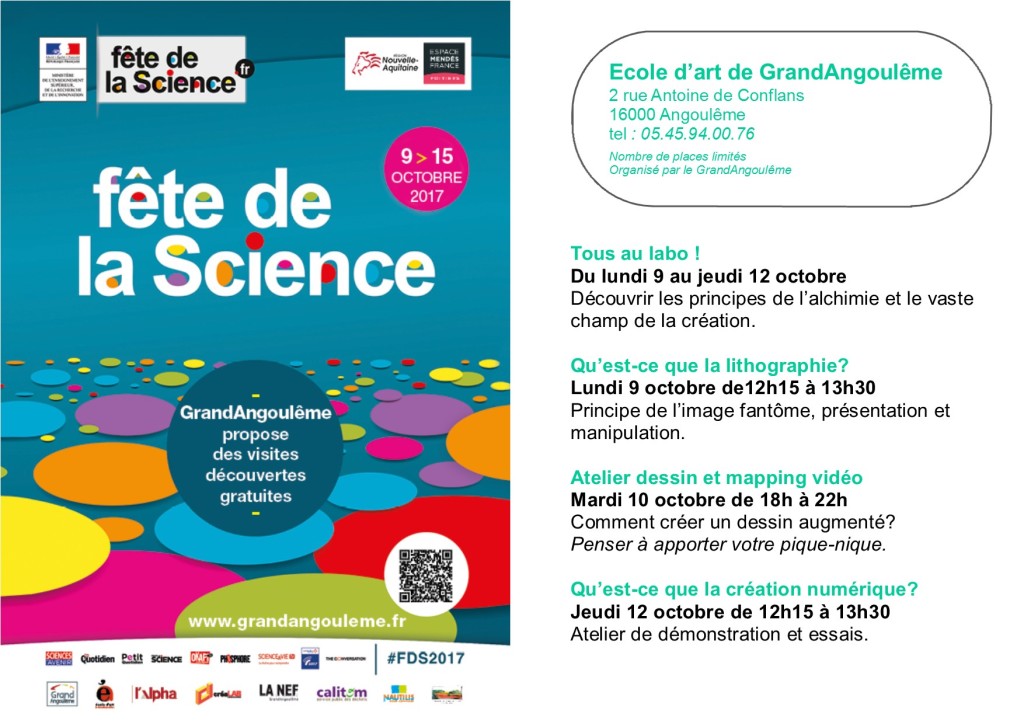 AFFICHE FETE SCIENCE ECOLE DART DE GRANDANGOULEME